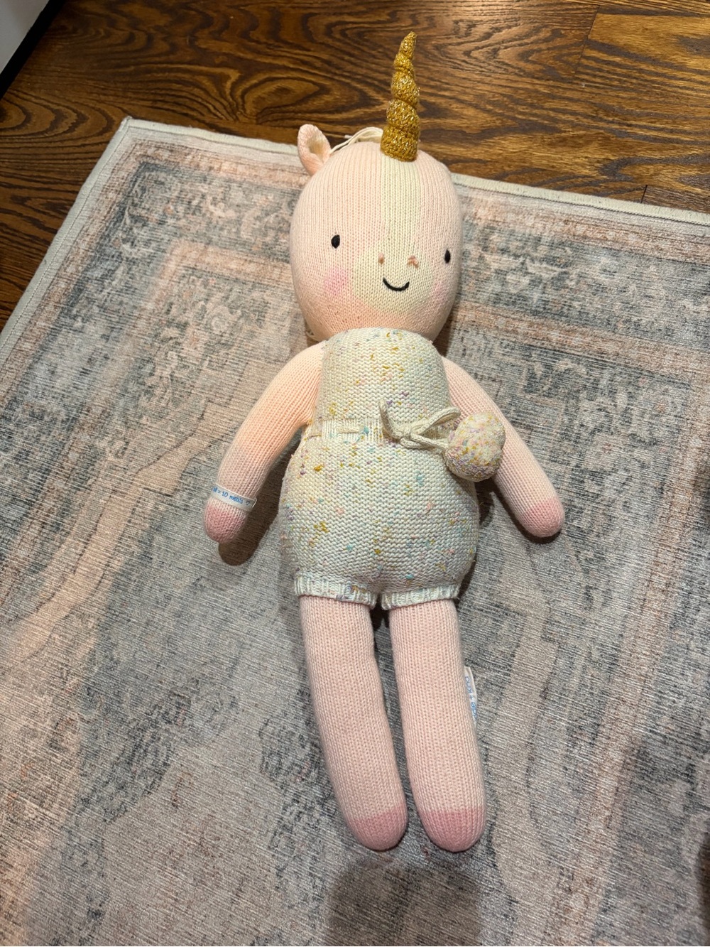 Cuddle + Kind Plush Knit Unicorn Doll - Pink with Gold Horn